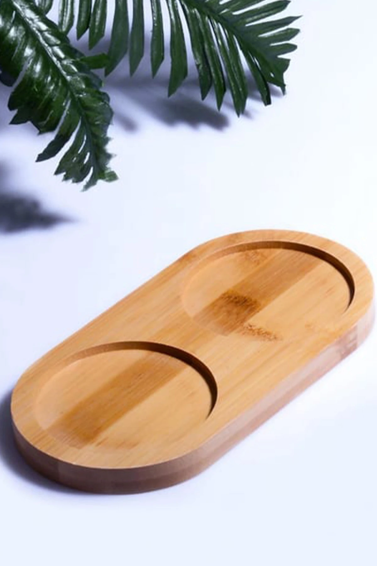 İBİCO 2 BÖLMELİ OVAL AHŞAP BAMBU YAĞDANLIK ALTLIK & MİNİ SUNUMLUK