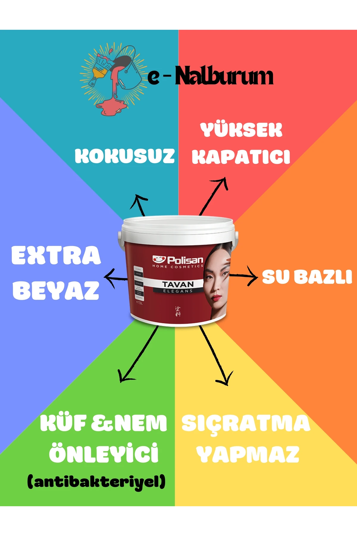 Elegans Extra Beyaz Küf Önleyici Antibakteriyel Tavan Boyası 2.5L-3.5Kg -BEYAZ