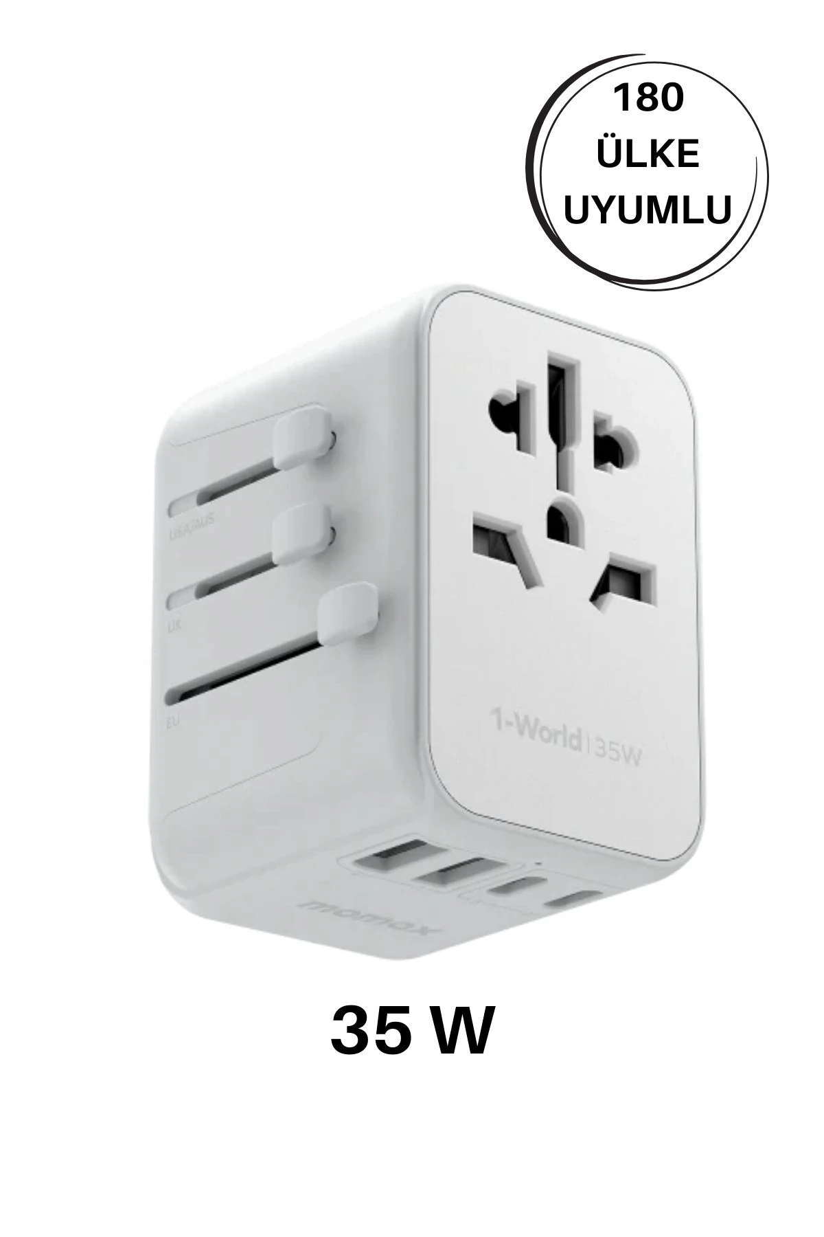 35W 1-World 5-Port AC Seyahat Piriz Dönüştürücü Charger (Beyaz)