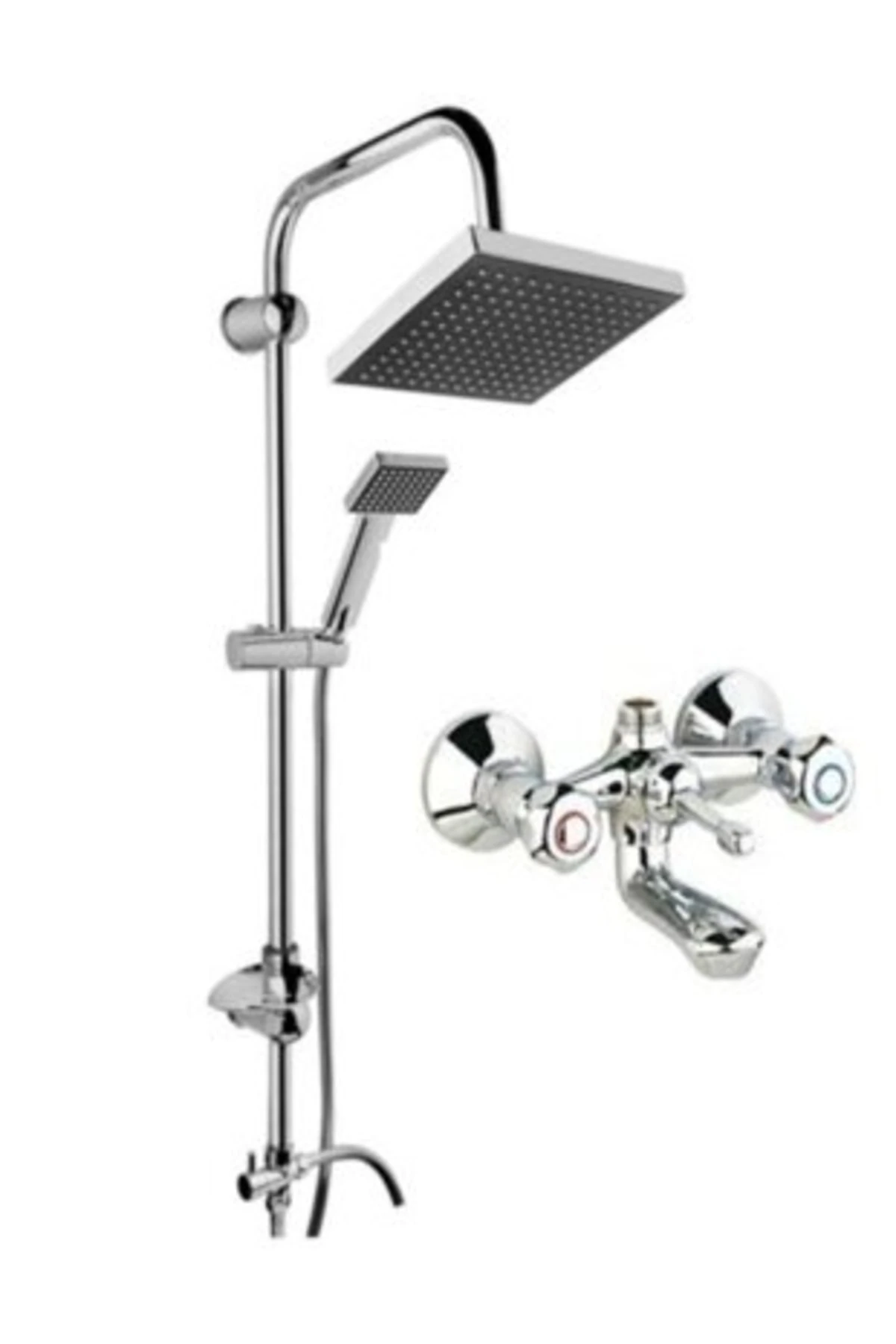 Kare Tepe Duş Seti Yağmurlama Duş Robotu Eski Tip Banyo Bataryası