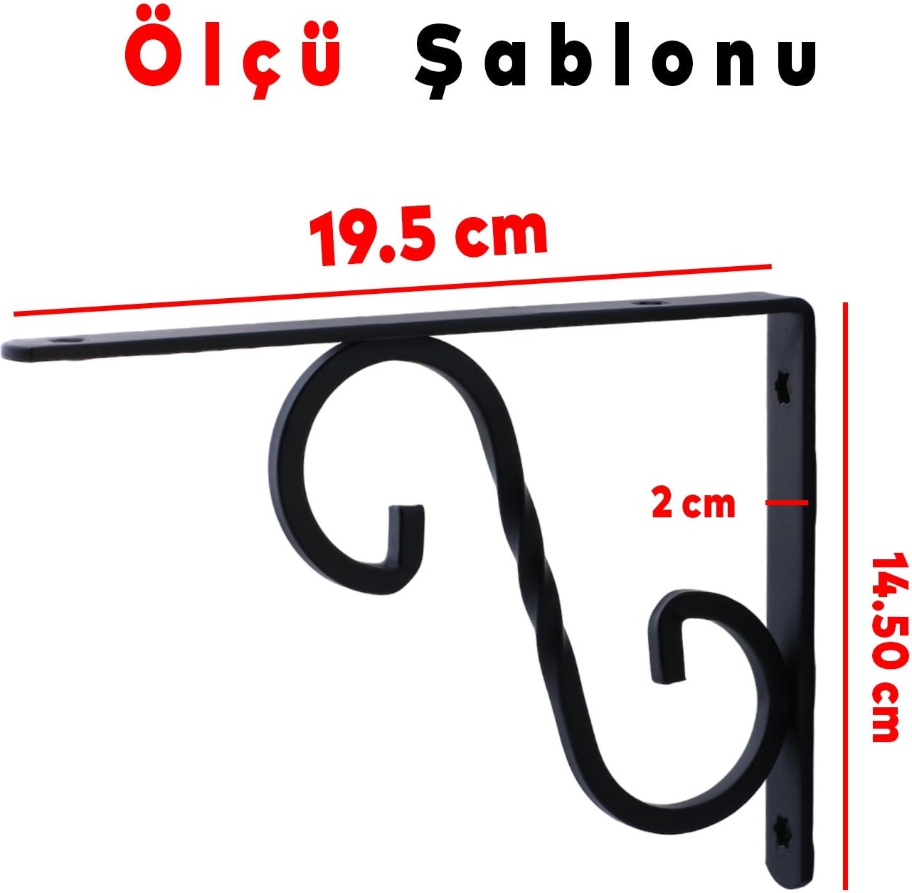 Raf Altı Raf Tutucu Ayak Ferforje Siyah 145 x 195 mm 2 Adet
