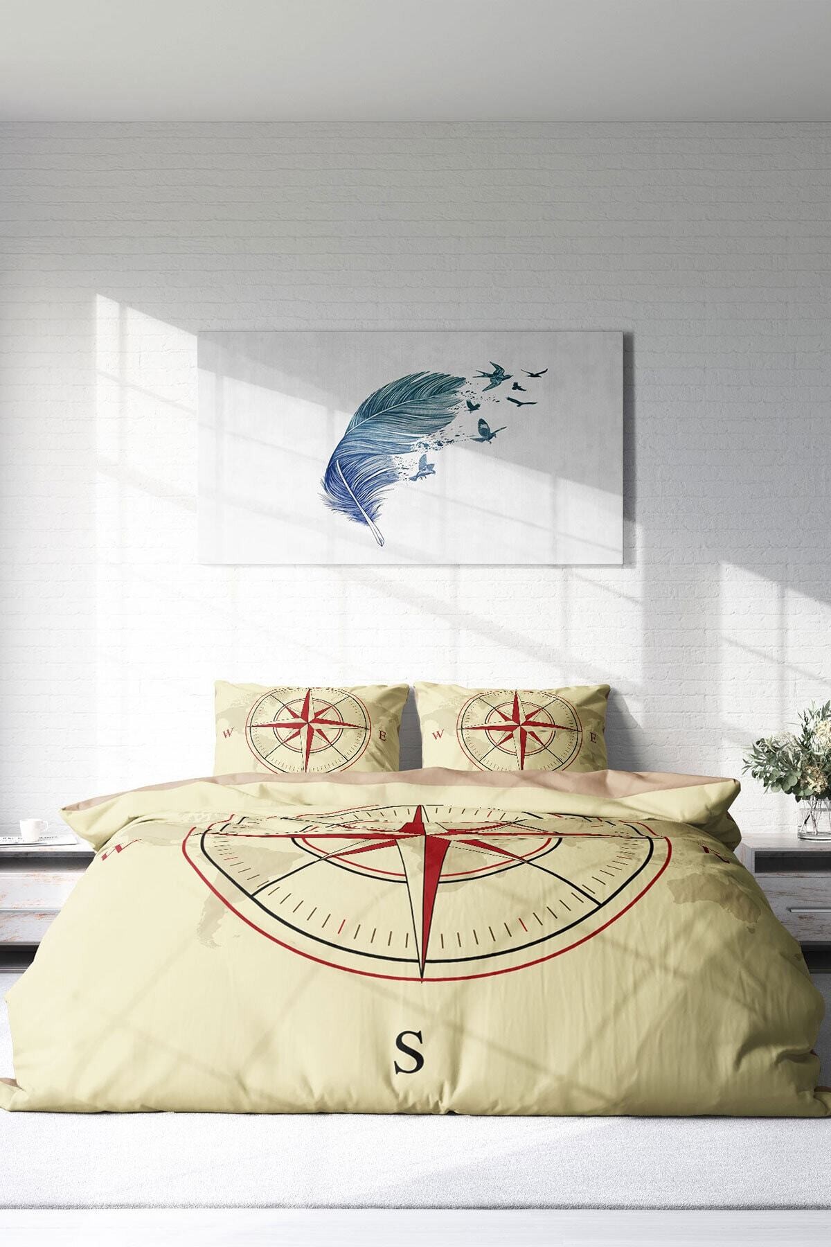 Kıng Sıze Compass Klasik Çift Kişilik Nevresim Takımı 220x240cm