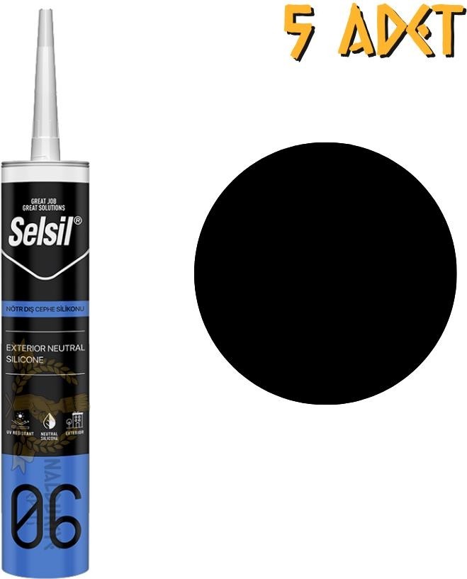 Dış Cephe Nötr Silikon Siyah 300 Ml. - 5 Adet