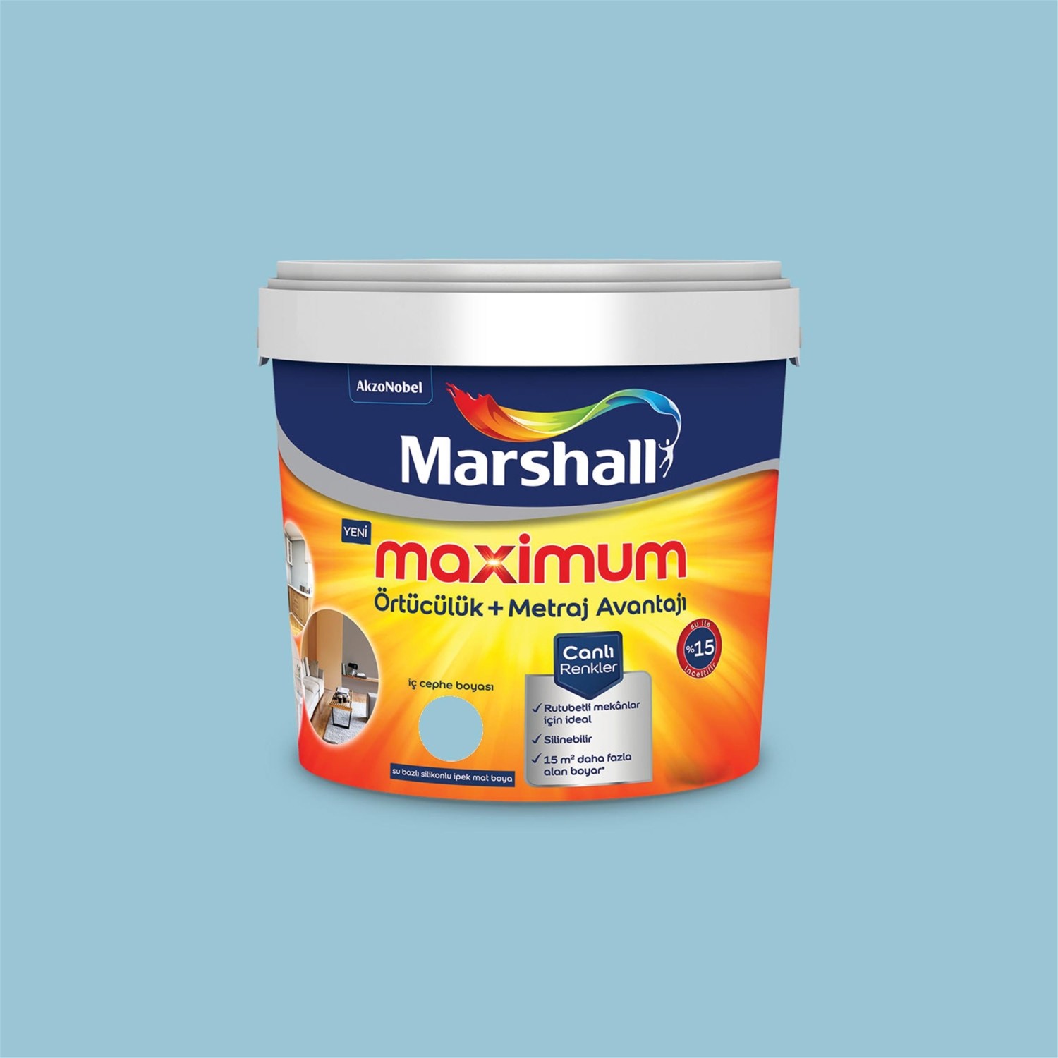 Kuğu Gölü 15 Litre Maximum Su Bazlı Silikonlu Ipek Mat Iç Cephe Boyası (MARSHALL.5309481)