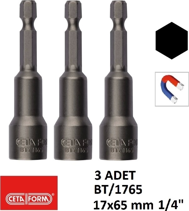 BT/1765 Manyetik Lokma Uç 17-65 mm ( 3 Adet)