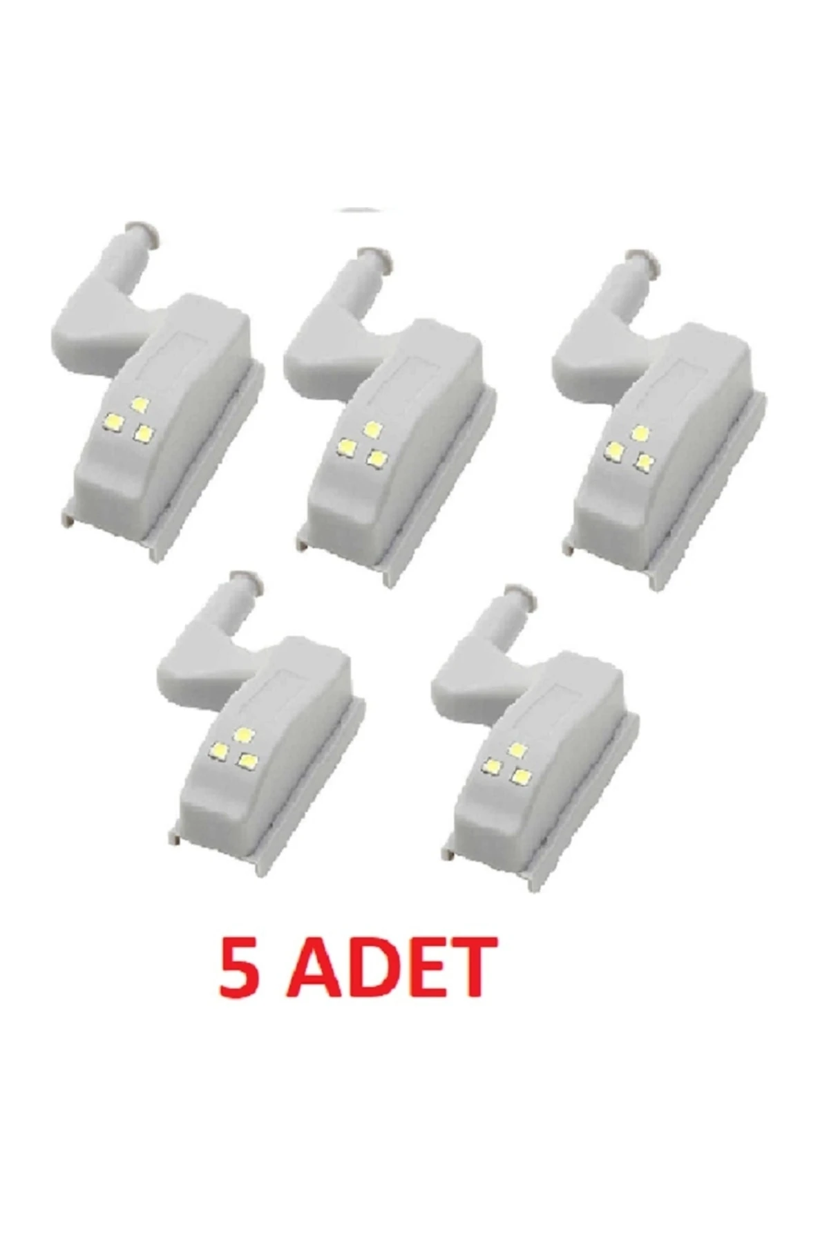 "5 Adet" Üç Ledli Menteşe Üzeri Dolap Içi Sensörlü Dekoratif Aydınlatma (1 Adet + Pil)