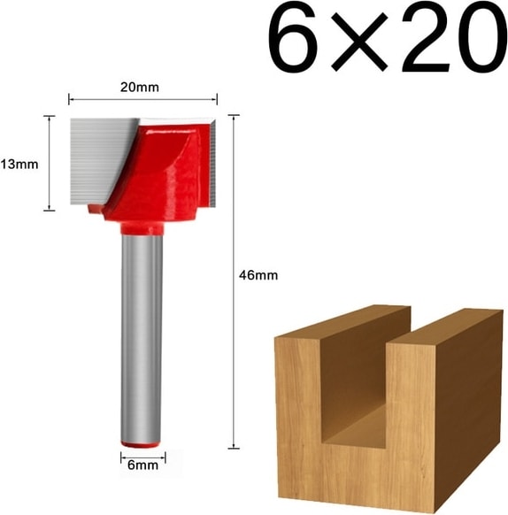 6X20MM 6mm Shank Yüzey Planya Alt Temizleme Ahşap Freze Cnc Kesici Gravür Bıçağı Yönlendirici Bit Ağaç Işleme Aleti 10-32MM (Yurt Dışından)