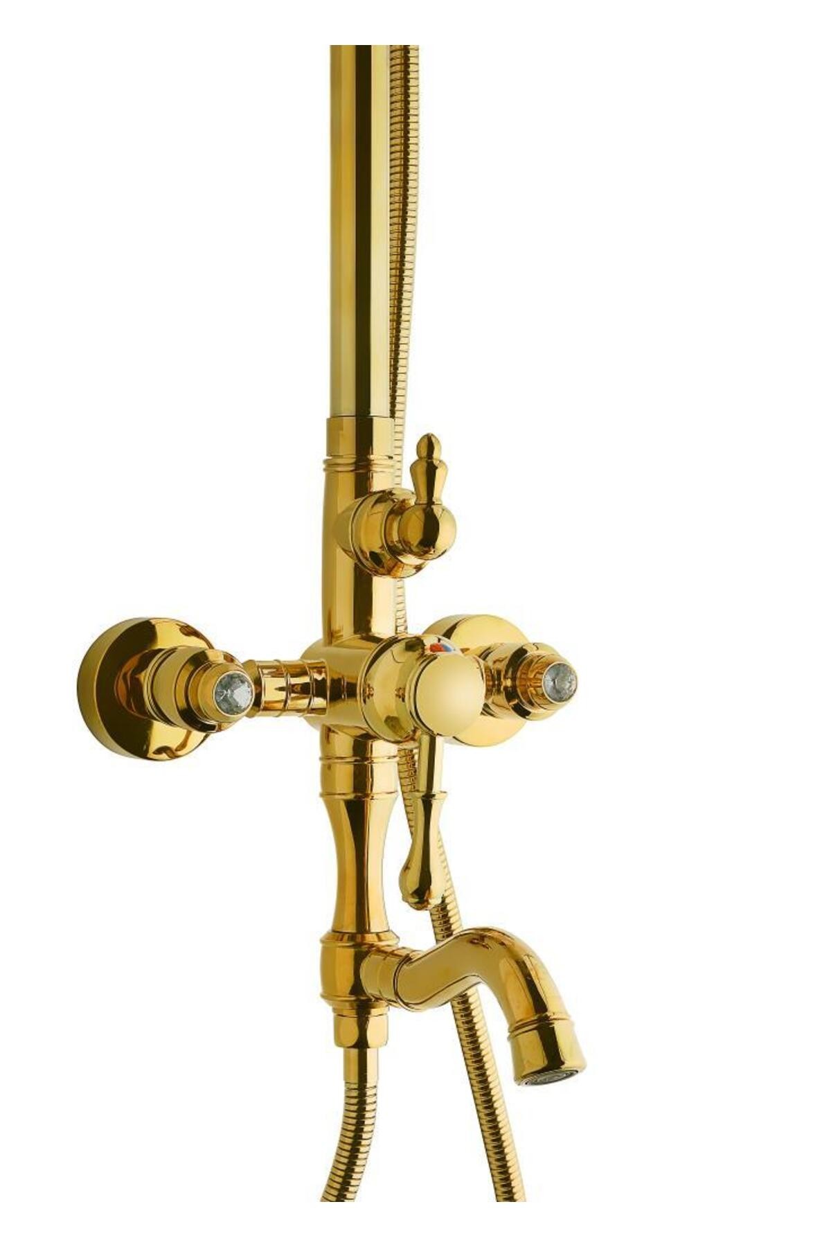 Classic Gold Yağmurlama Banyo Bataryalı Duş Seti
