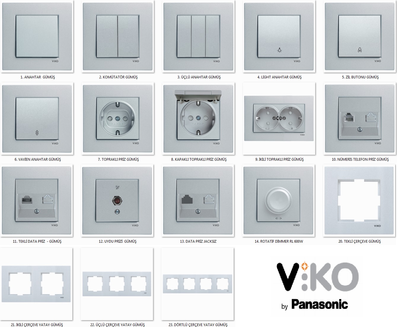 Novella Gümüş Çocuk Korumalı Topraklı Priz Çerçeveli