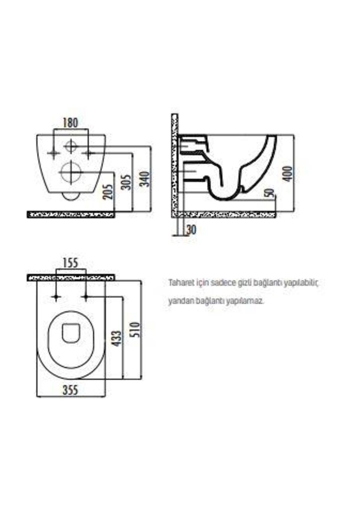 Free Rim-Off Kanalsız Asma Klozet (Mat Siyah) FE322 Kapak Hariç