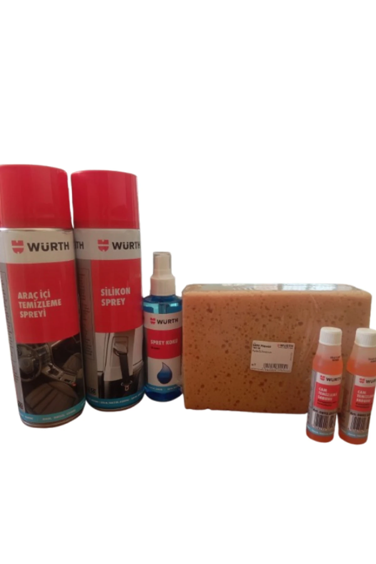 Oto Bakım Seti (Slikon Sprey, Araç İçi Temizleme Spreyi, Ocean Araç Kokusu, Cam Sabunu ve Sünger)