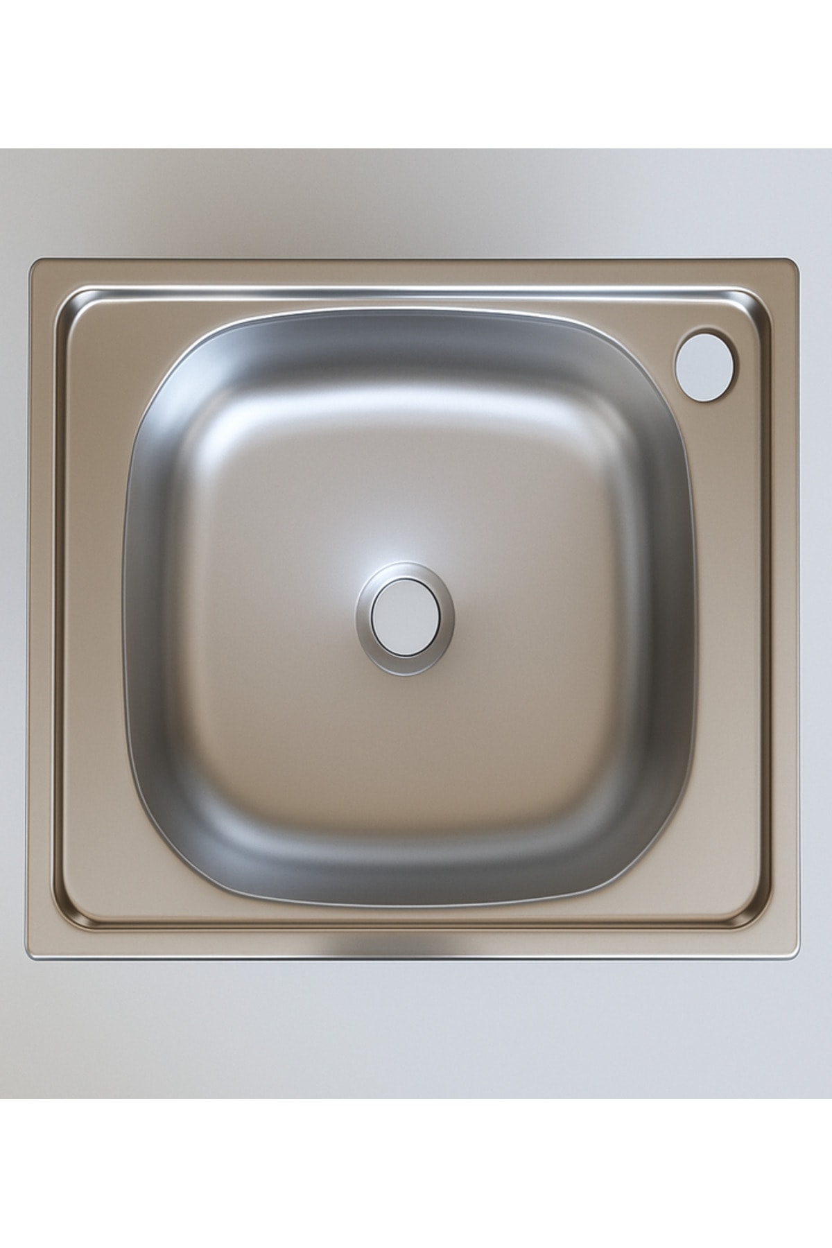 40x50 tezgah Üstü Krom Mutfak Evye Sağ Delikli Küçük Sifonlu