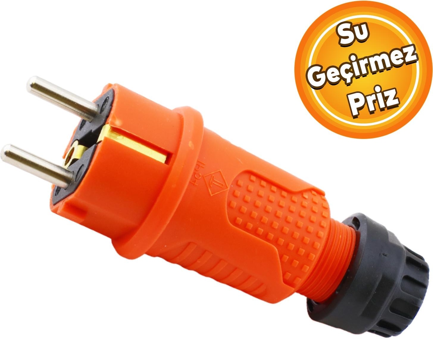 Sağlam Monofaze Kauçuklu Kablo Bahçe Dış Mekan Korunaklı IP54 Su Geçirmez Turuncu Erkek Fiş Tek 16A