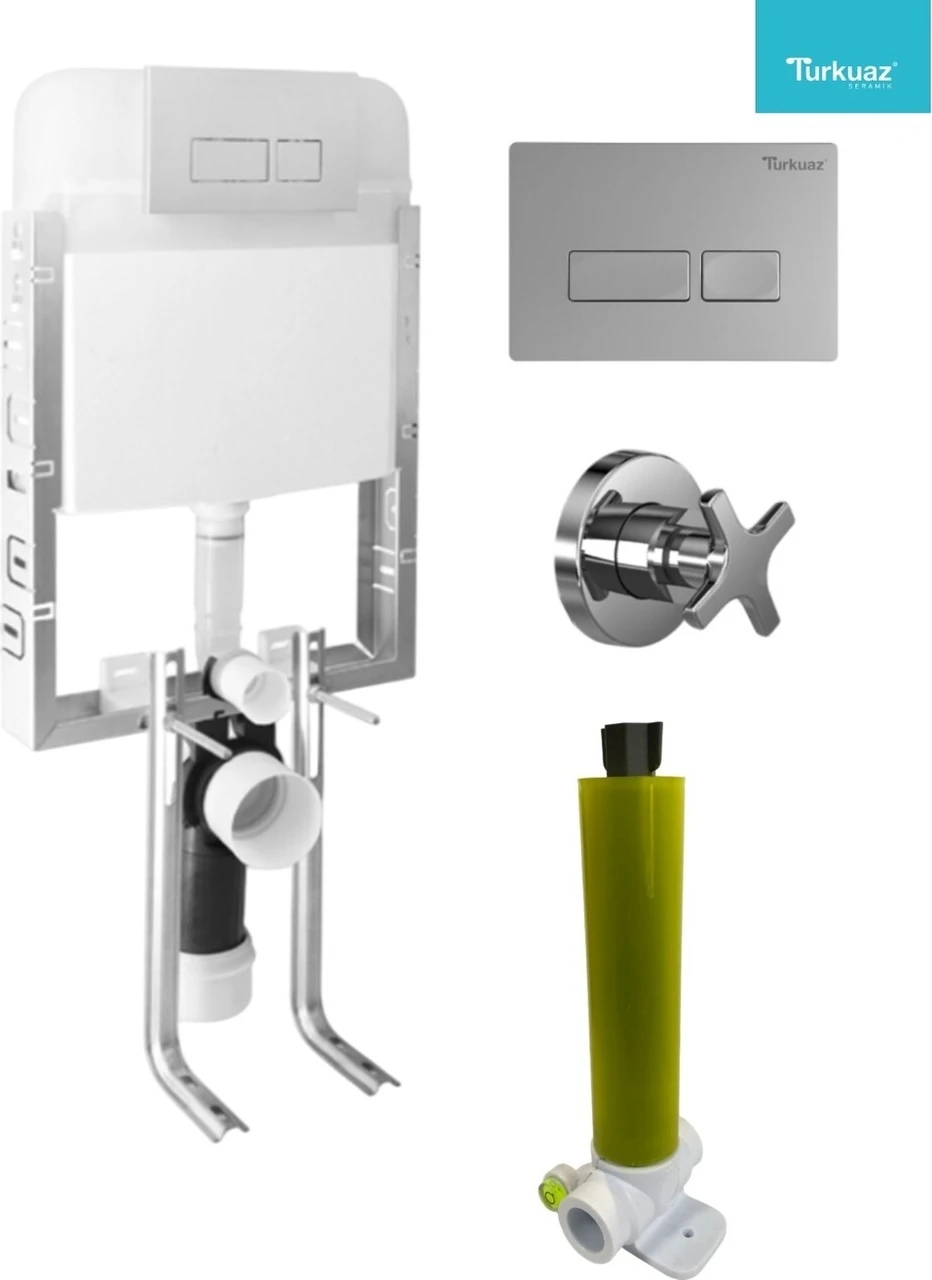 Ova Gömme Rezervuar 3'lü Set Kumanda Paneli+Stop Valf