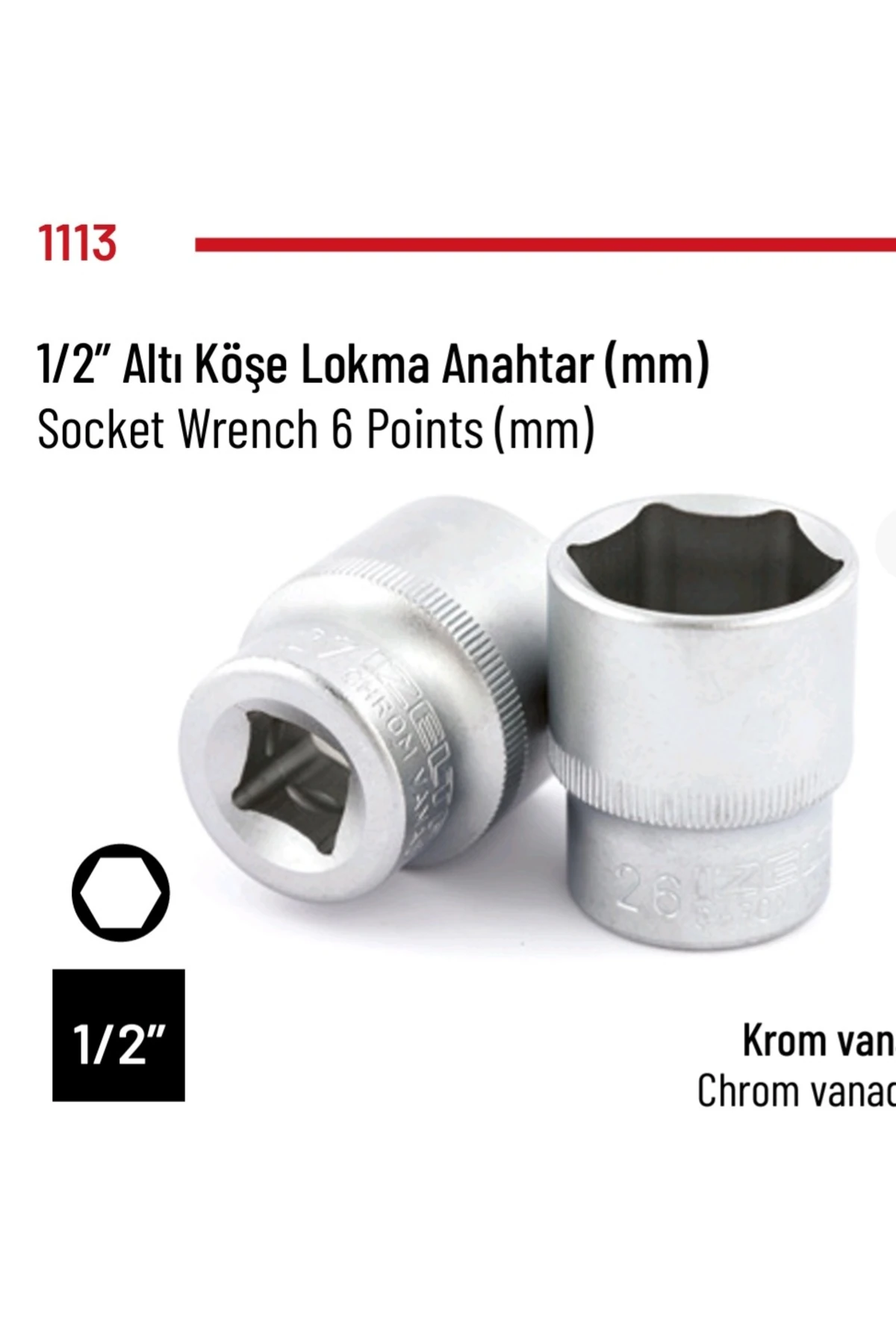 Lokma Anahtar Altı Köşe (1/2) 11mm