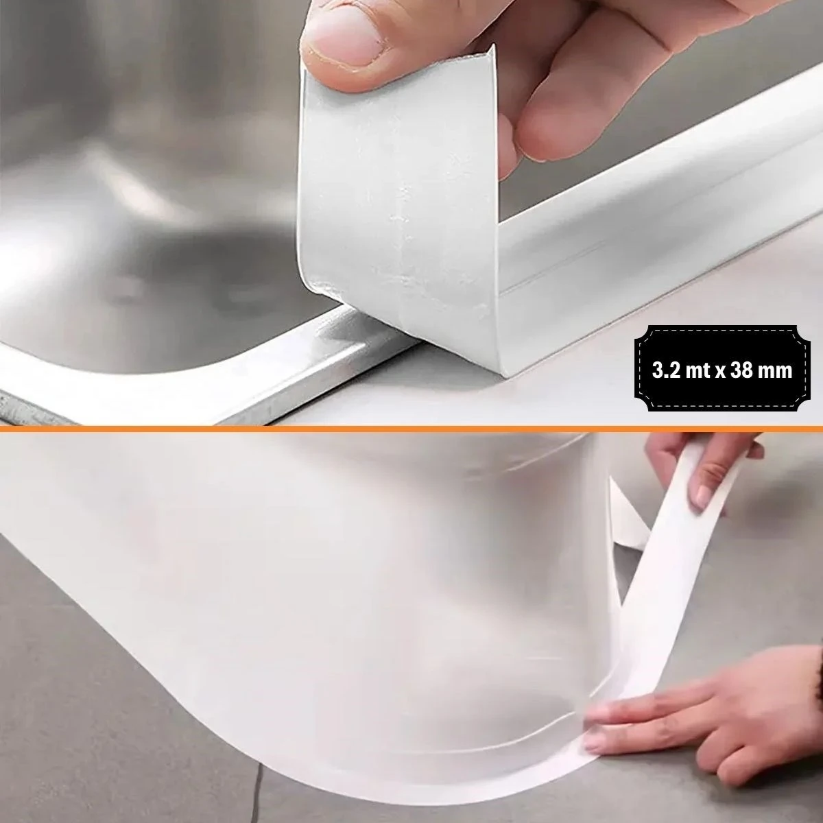 Su Sızdırmaz Banyo Mutfak Lavabo Küvet Izolasyon Şerit Bant,lavabo Kenar Bandı 3.2 mt x 38 mm