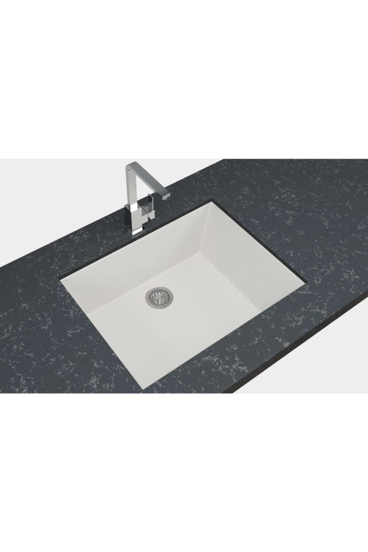 Granit Eviye 60x47,5 Cm Beyaz Gordion Tezgah Altı