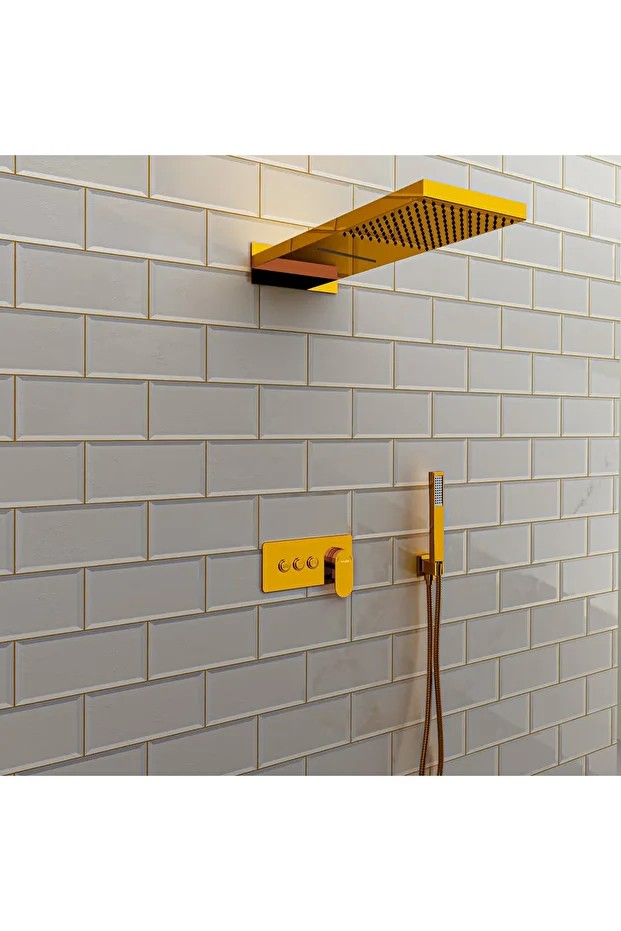 Ankastre Comfort Panel Şelale Duş Seti Altın Fau110-g