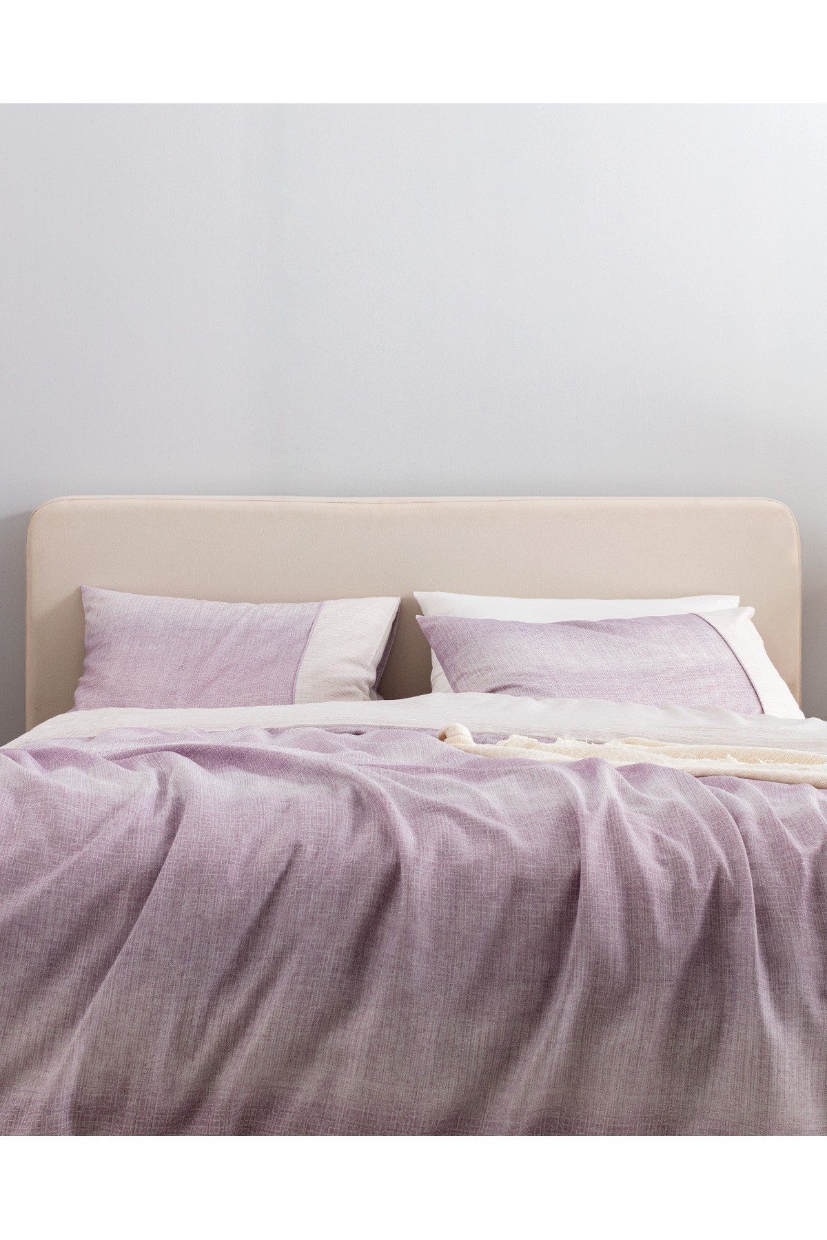 Adelya King Size %100 Pamuk  Crep Baskılı Nevresim Takımı - Mürdüm
