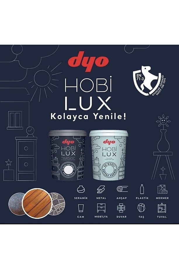 Hobilux Su Bazlı Saf Akrilik Ipek Mat Boya 0,9 Lt Hobi Boya 6265 Nazarlık