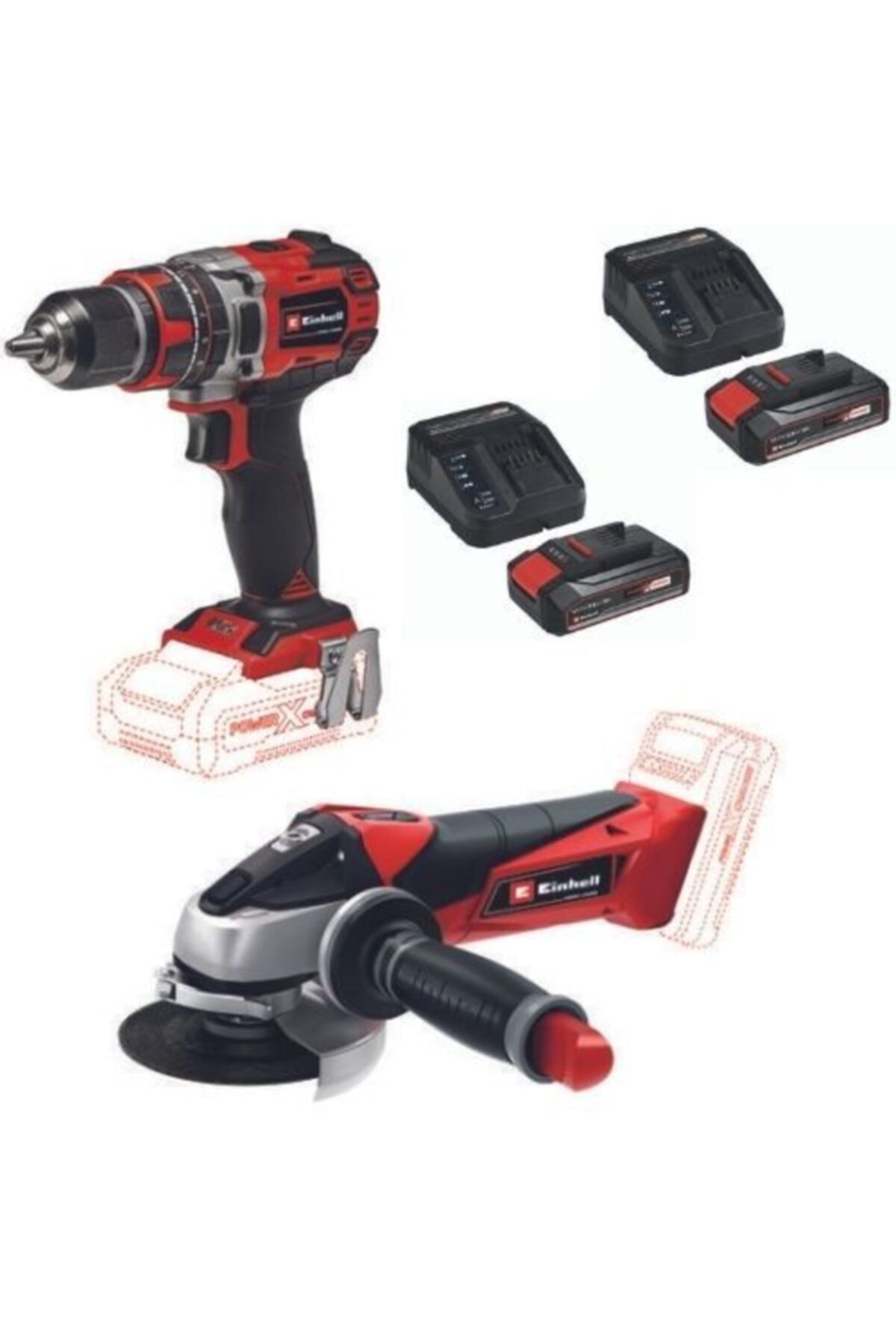 EİNHELL Te-cd 18/50 Li-i Bl Akülü Matkap Vidalama Te-ag 18/115 Avuç Taşlama 2x2.5ah Akü Starter Kit