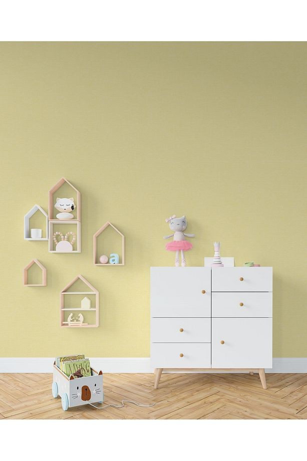 Ada Kids 8942-4 Duvar Kağıdı Sarı Kendinden Desenli
