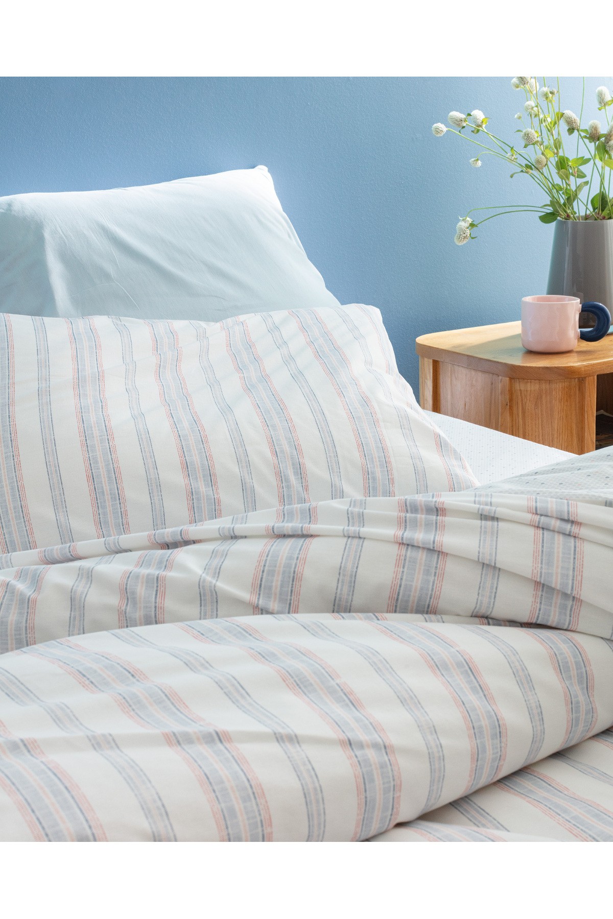 Avery King Size %100 Pamuk Ranforce Baskılı Nevresim Takımı - Mavi/Pembe