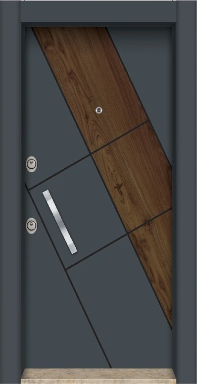 Antrasit Renk Çelik Kapı Sağ Açılım Tırnaklı Sistem