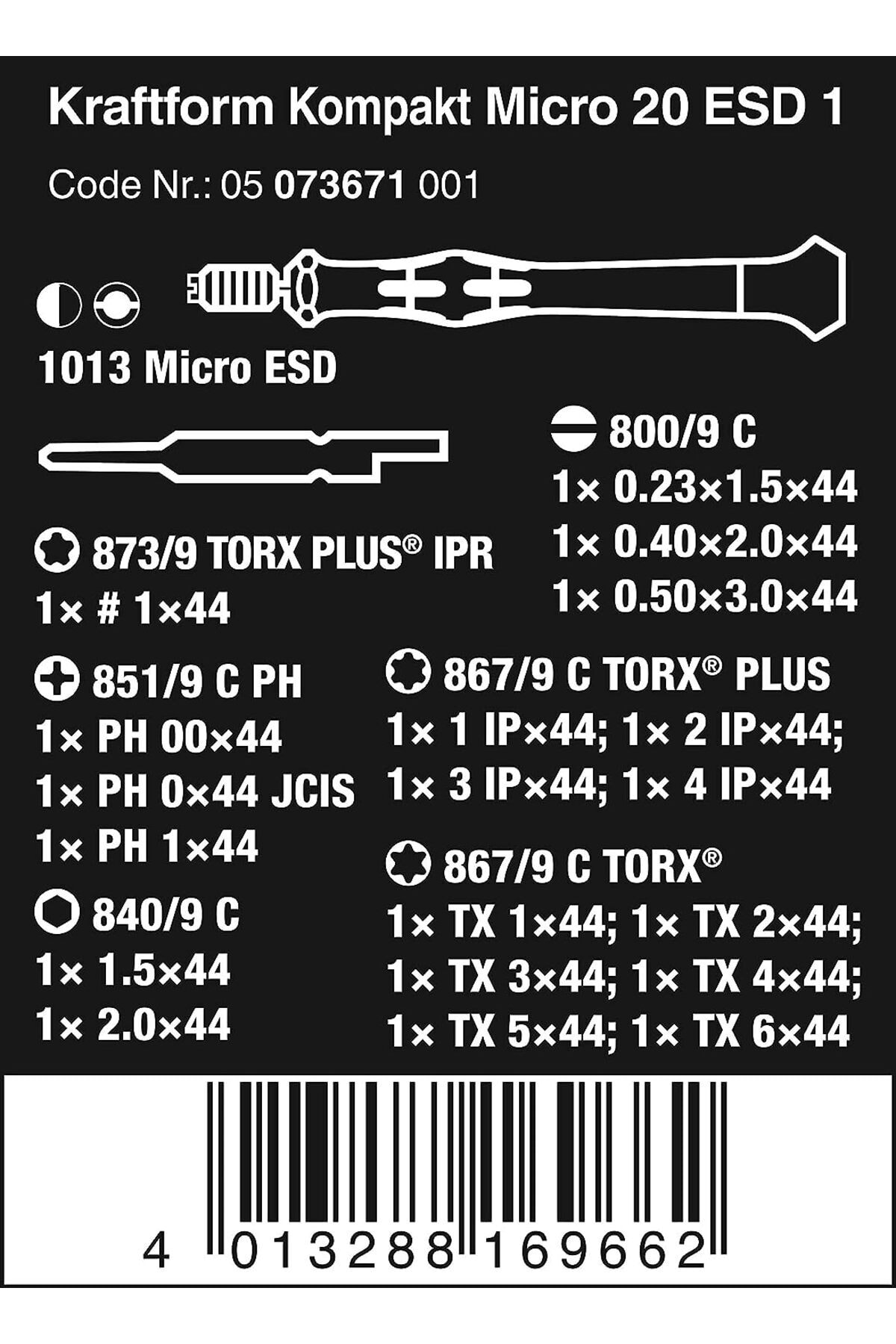 05073671001 Kraftform Kompakt Micro 20 ESD 1, 20 parça