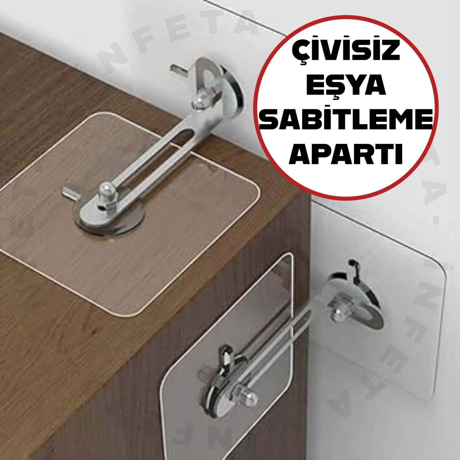 1 Adet Ultra Dayanıklı Çivisiz Duvara Montajsız Deprem Mobilya Eşya Sabitleyici Şeffaf