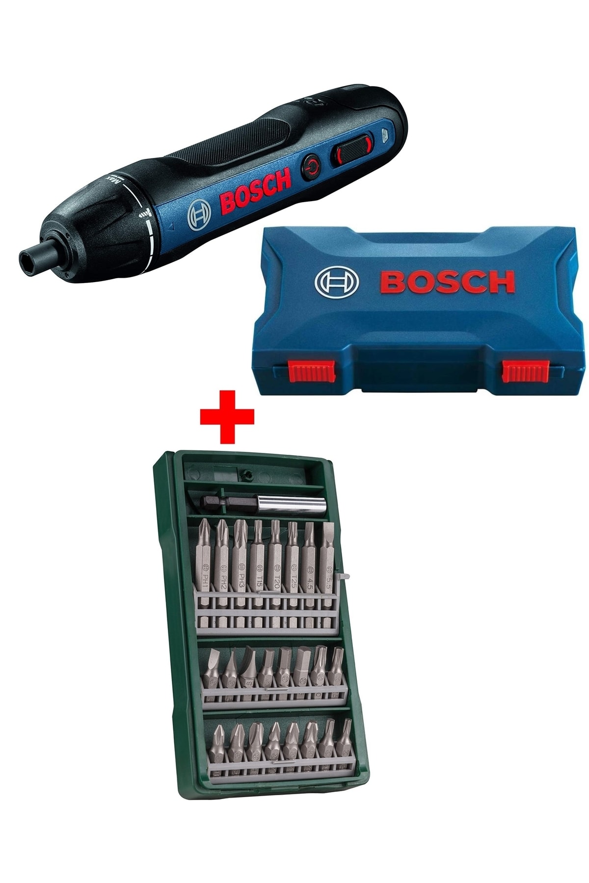 BOSCH Şarjlı Tornavida Go 2 Akülü Vidalama Şarjlı Matkap 25 Parça Vidalama Ucu Seti