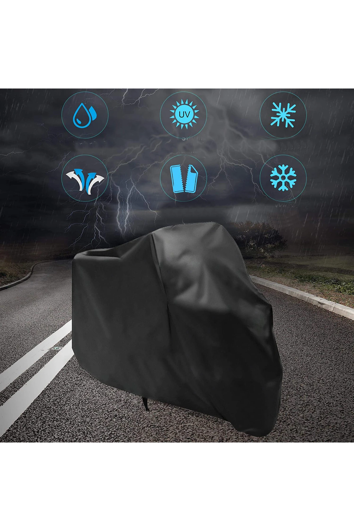 Arora AR 50 Cappuccino Arka Çanta Uyumlu Siyah Motosiklet Branda Su Geçirmez Dayanıklı Kumaş