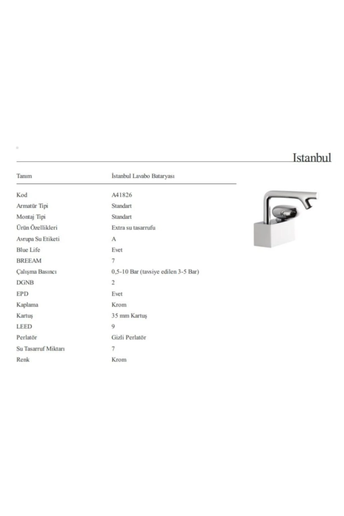 Krom Lavabo Bataryası Istanbul Lovegrove A41826