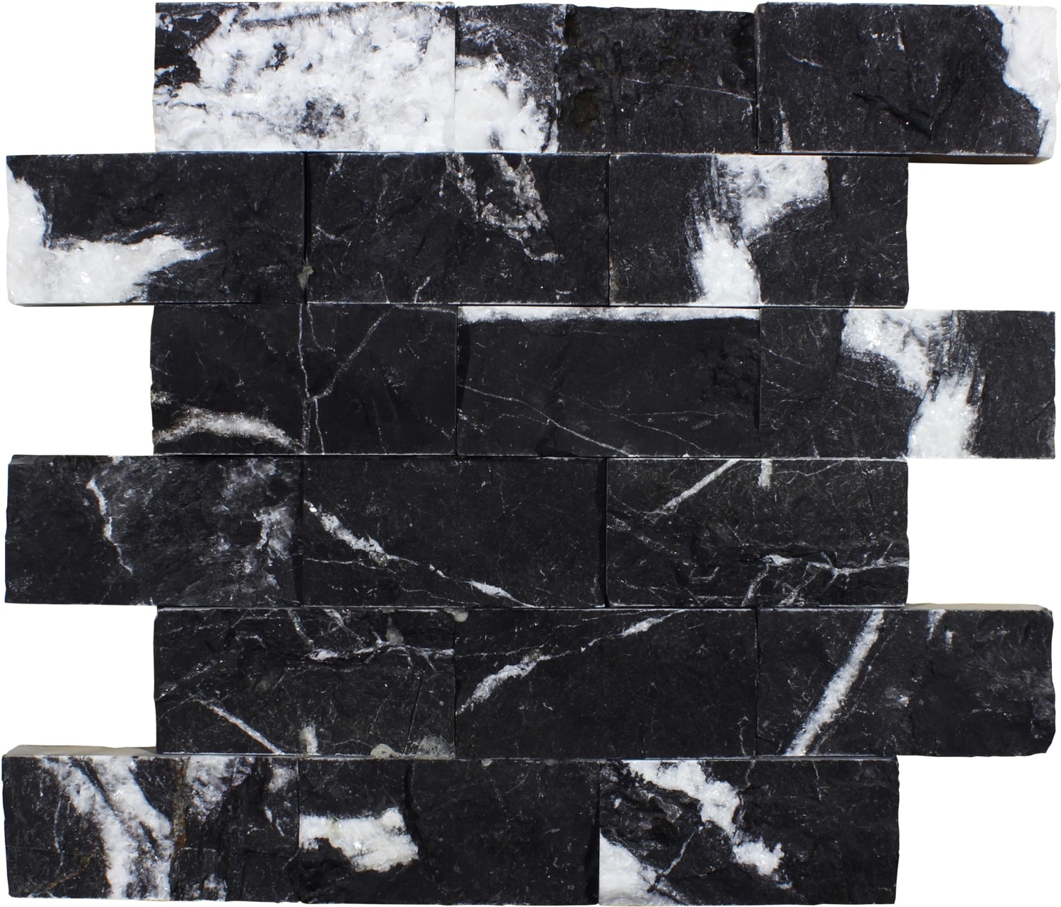 5X10Cm Siyah Mermer Doğal Taş Patlatma Taş Duvar Kaplaması