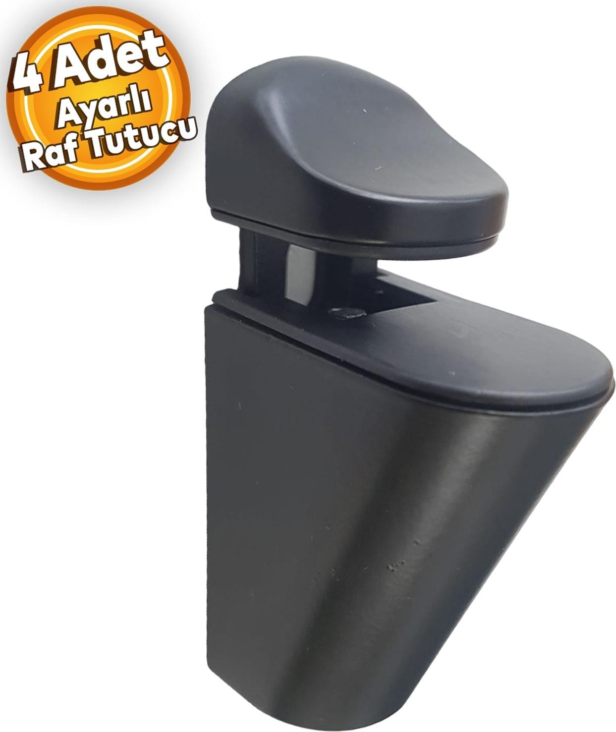 Pelikan Ayarlanabilir Etajer Cam Tutucu Ahşap Raf Tutucu Cam Etejeri Metal Vidalı Siyah (4 Adet)