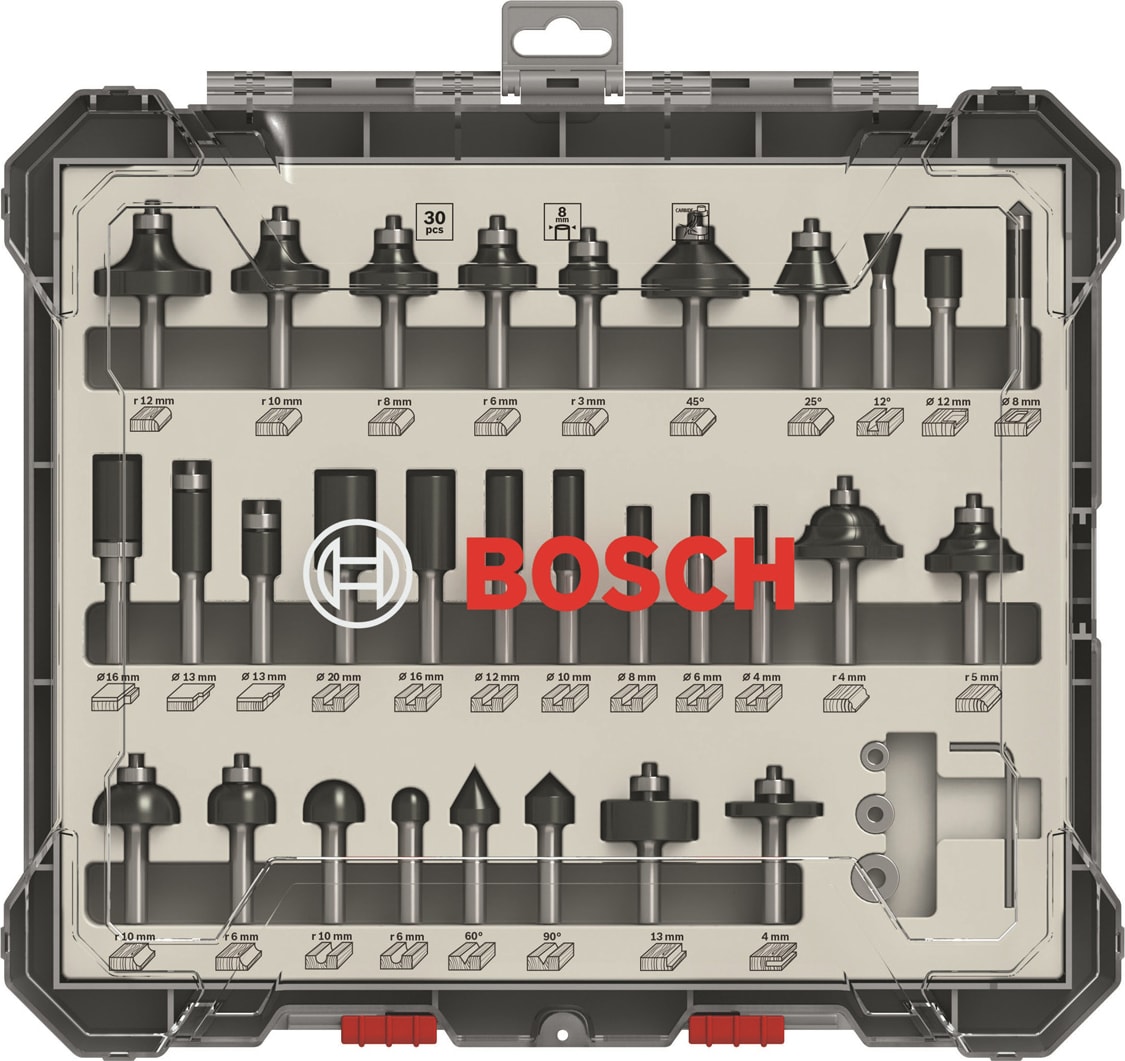 BOSCH Pro Freze Seti 30'lu Karışık 8mm Şaftlı