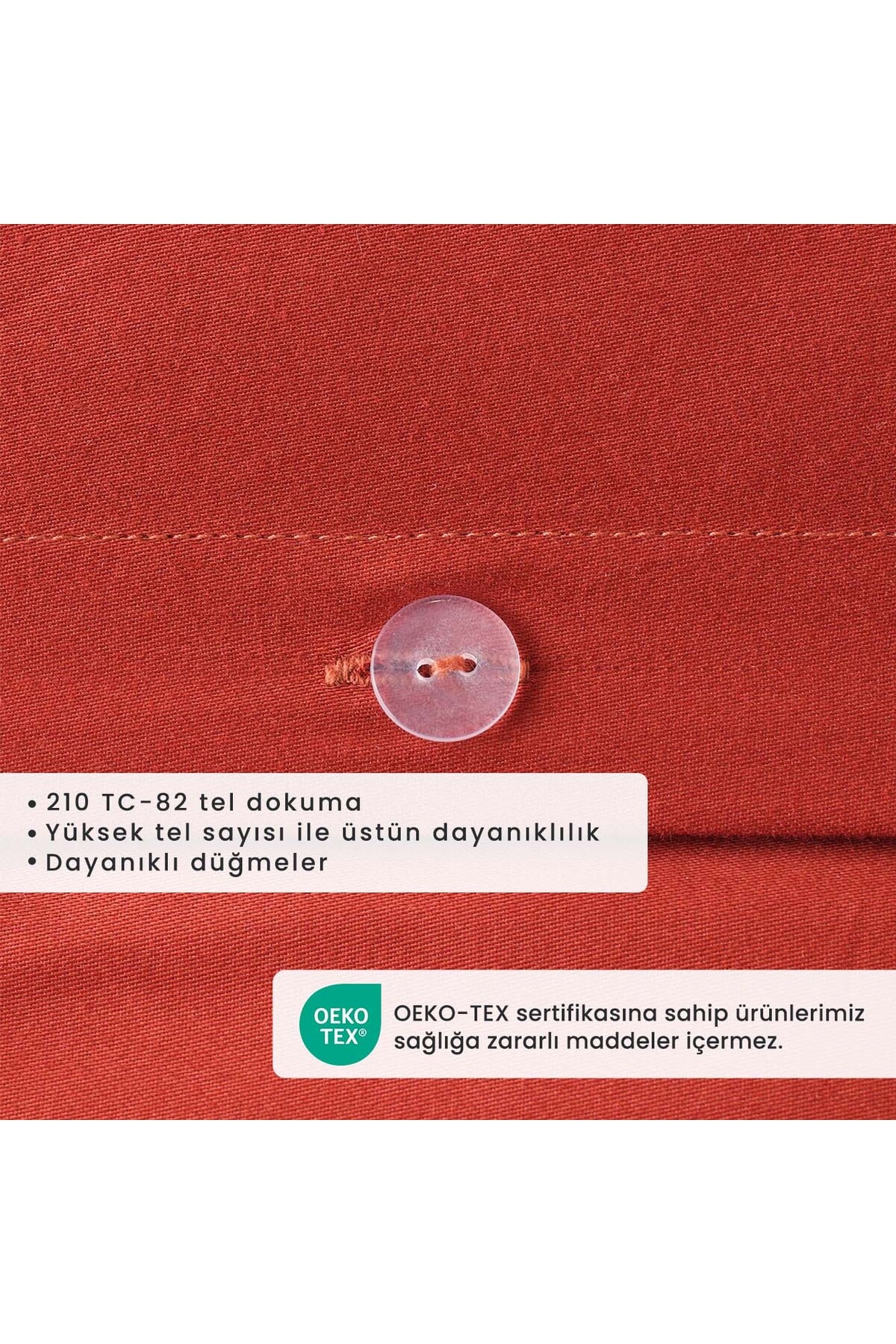 %100 Pamuk Saten Supreme Basic Super King Size Nevresim Seti Kiremit (260x240 cm)