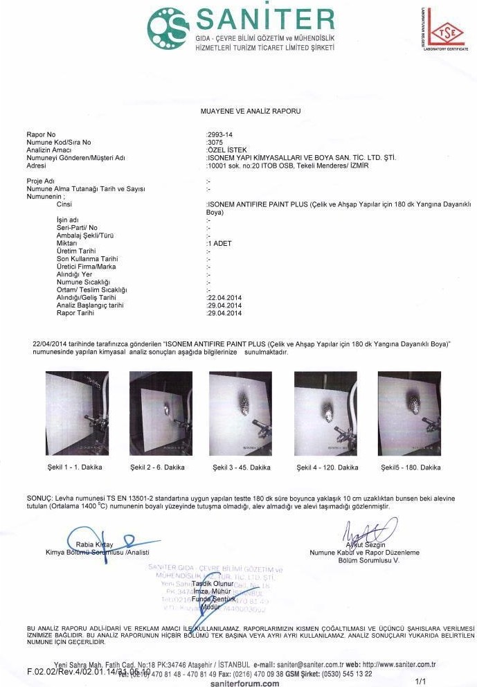 Isonem Antifire Paint Plus 120 Dk Yangına Dayanıklı Boya 10 kg İSO-195