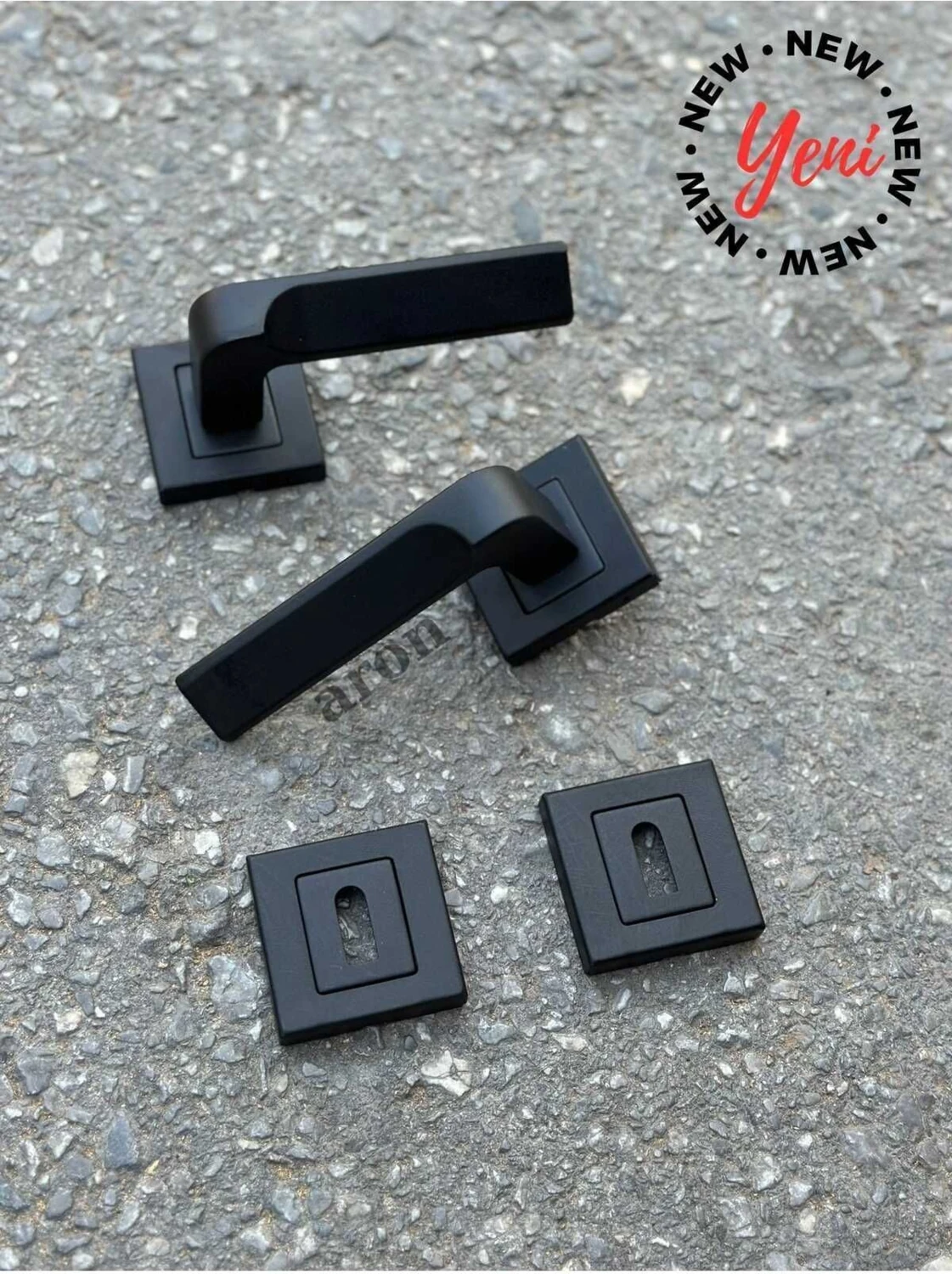 Paslanmaz Çelik Siyah Kare Oda Kapı Kolu Takım