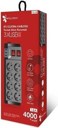Blic Fulltech 8'li Termal Akım Korumalı Priz 3 USB Li - Çocuk Korumalı