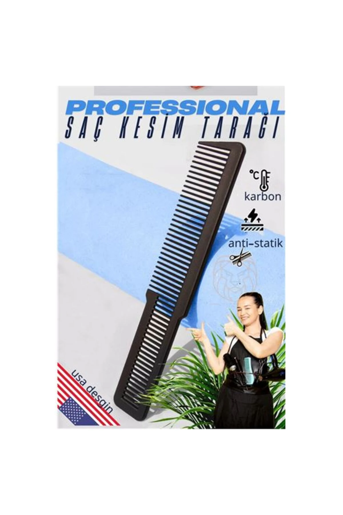 ModaCar Saç Kesim Tarağı Saç Şekillendirme Düzeltme Tarağı SİYAH