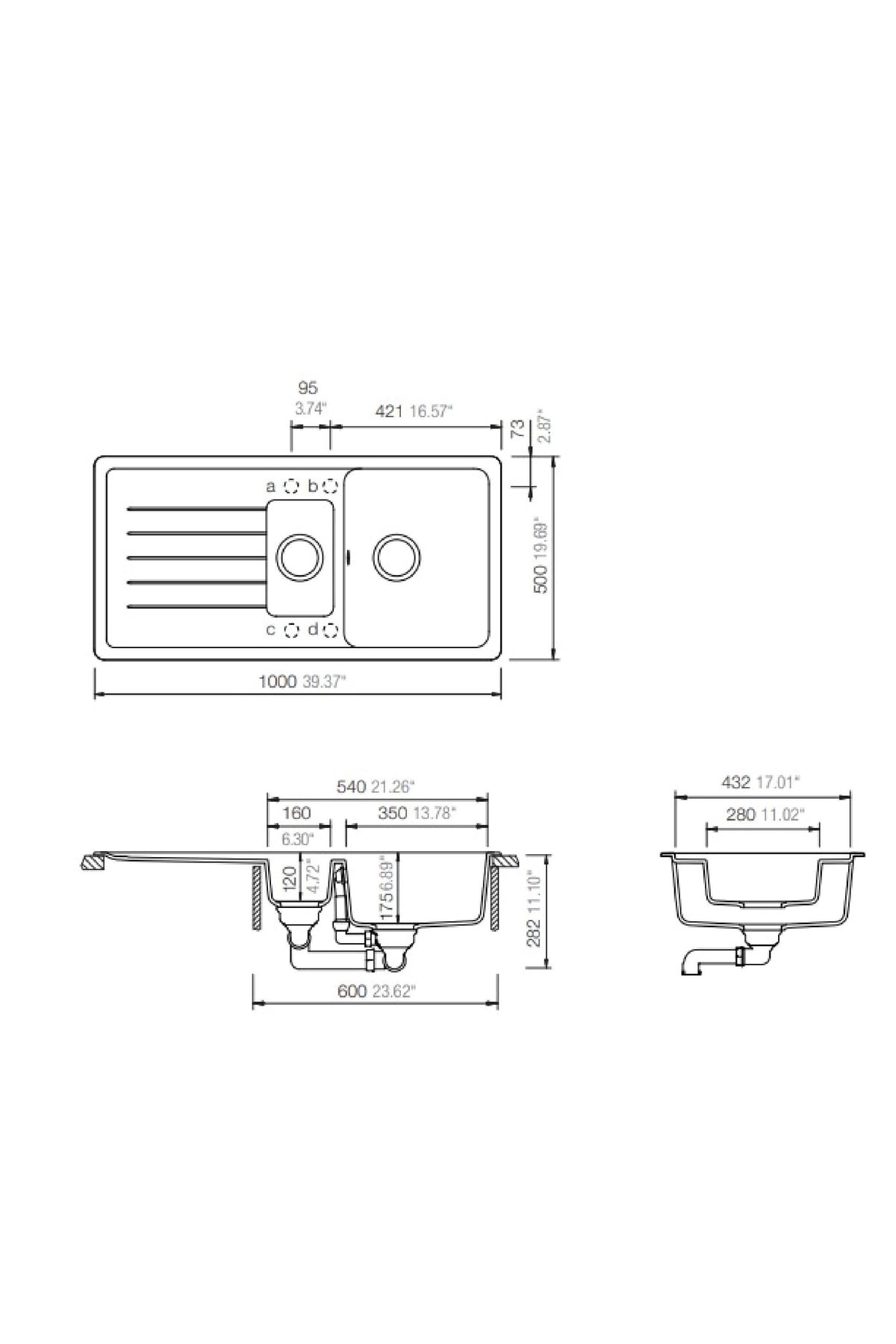 Valente D-150 L Siyah Granit Eviye