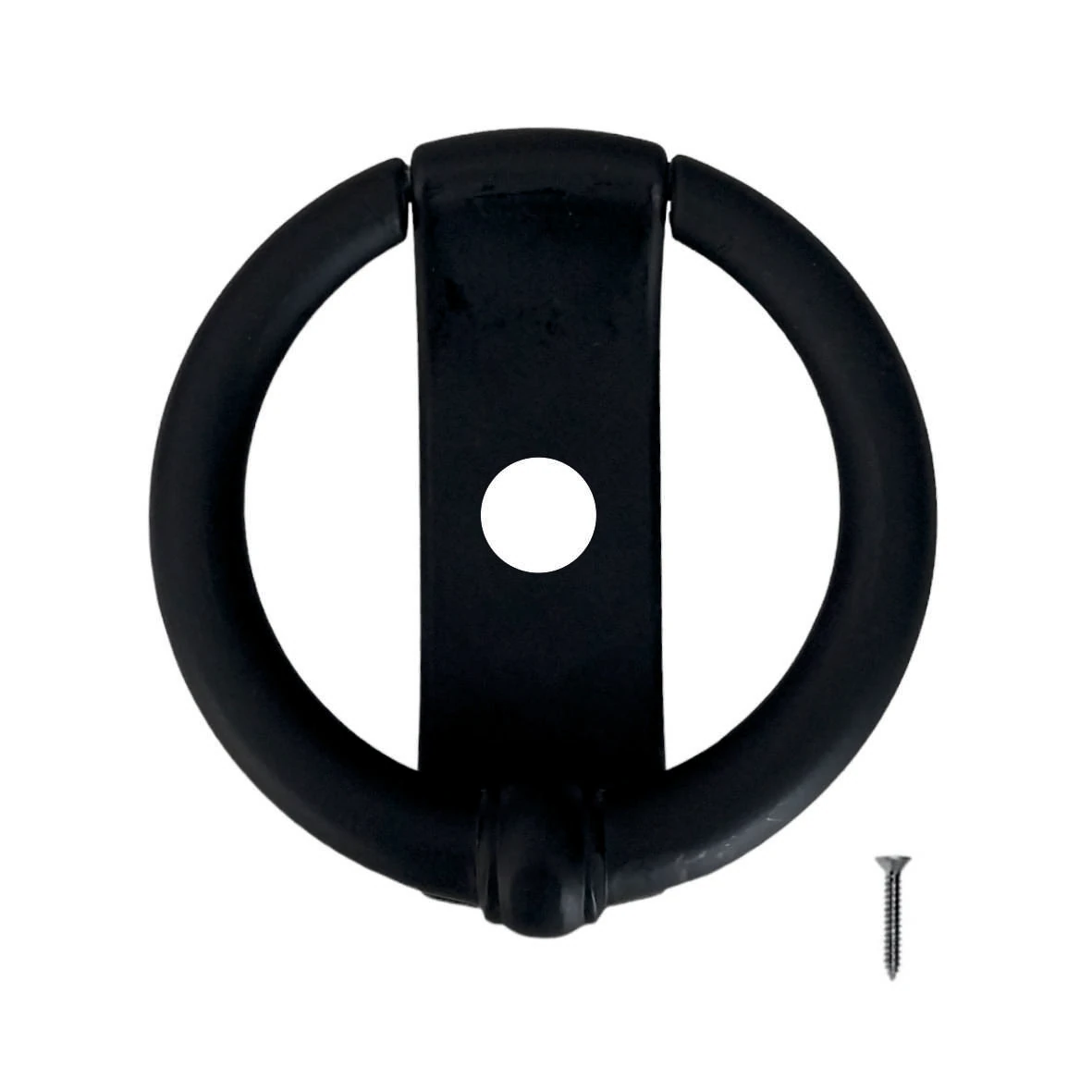 Çelik Kapı Halka Taktak - Kapı Tokmağı - Delik Çapı 1.5 Cm - Mat Siyah
