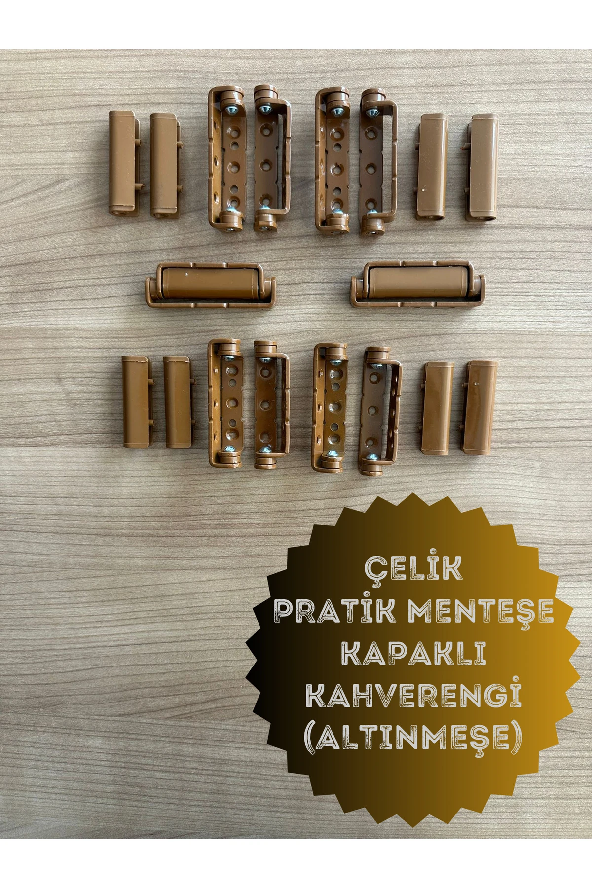 Pvc Pimapen Kapı Pencere Pratik Çelik Menteşe 80mm Kahve/altınmeşe (10 ADET) Vidalar Dahil