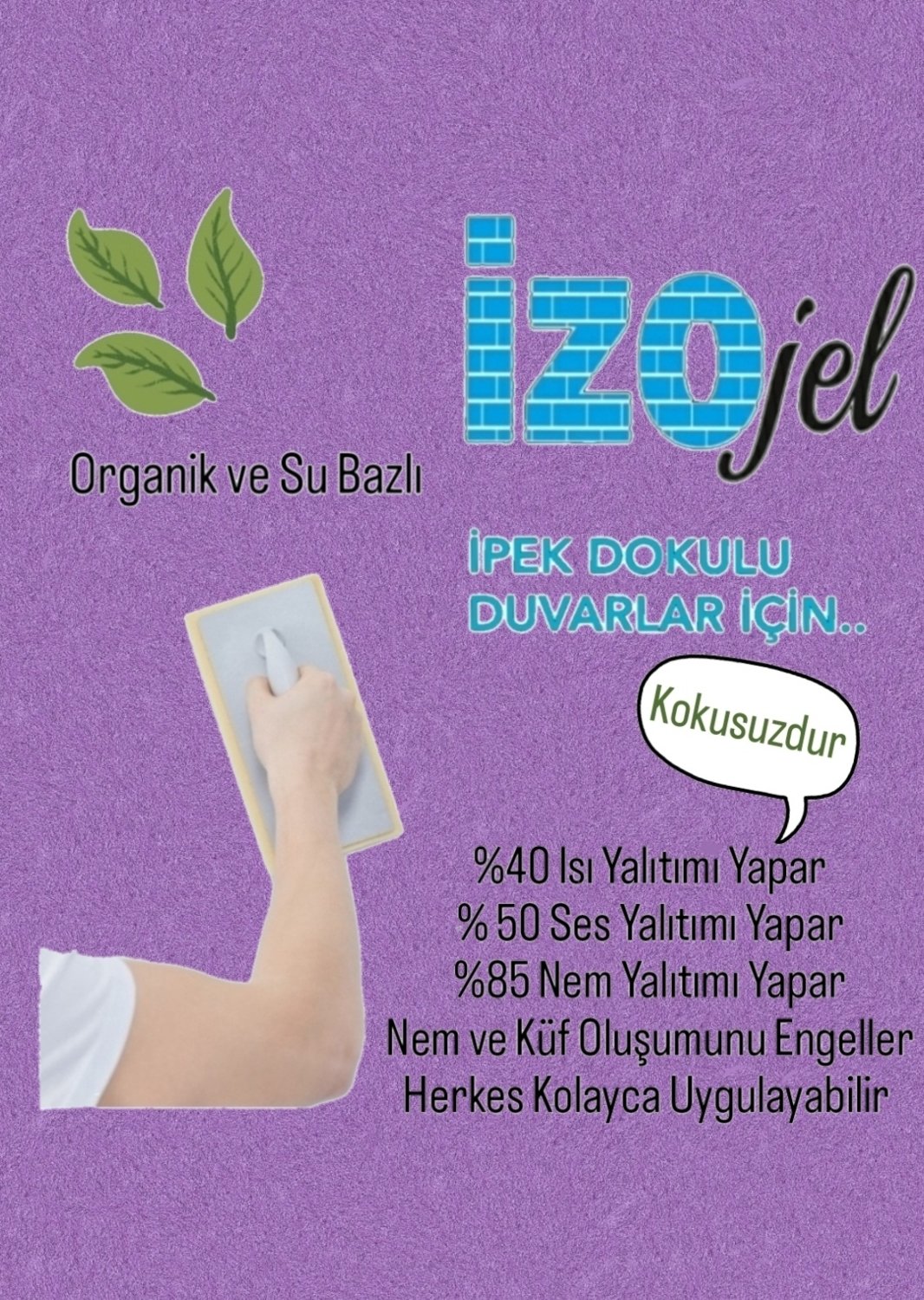 Izojel Organik Ipek Sıva - IZO-008 -Dekoratif Yalıtım Sıvası - Ses & Isı & Nem Yalıtımı