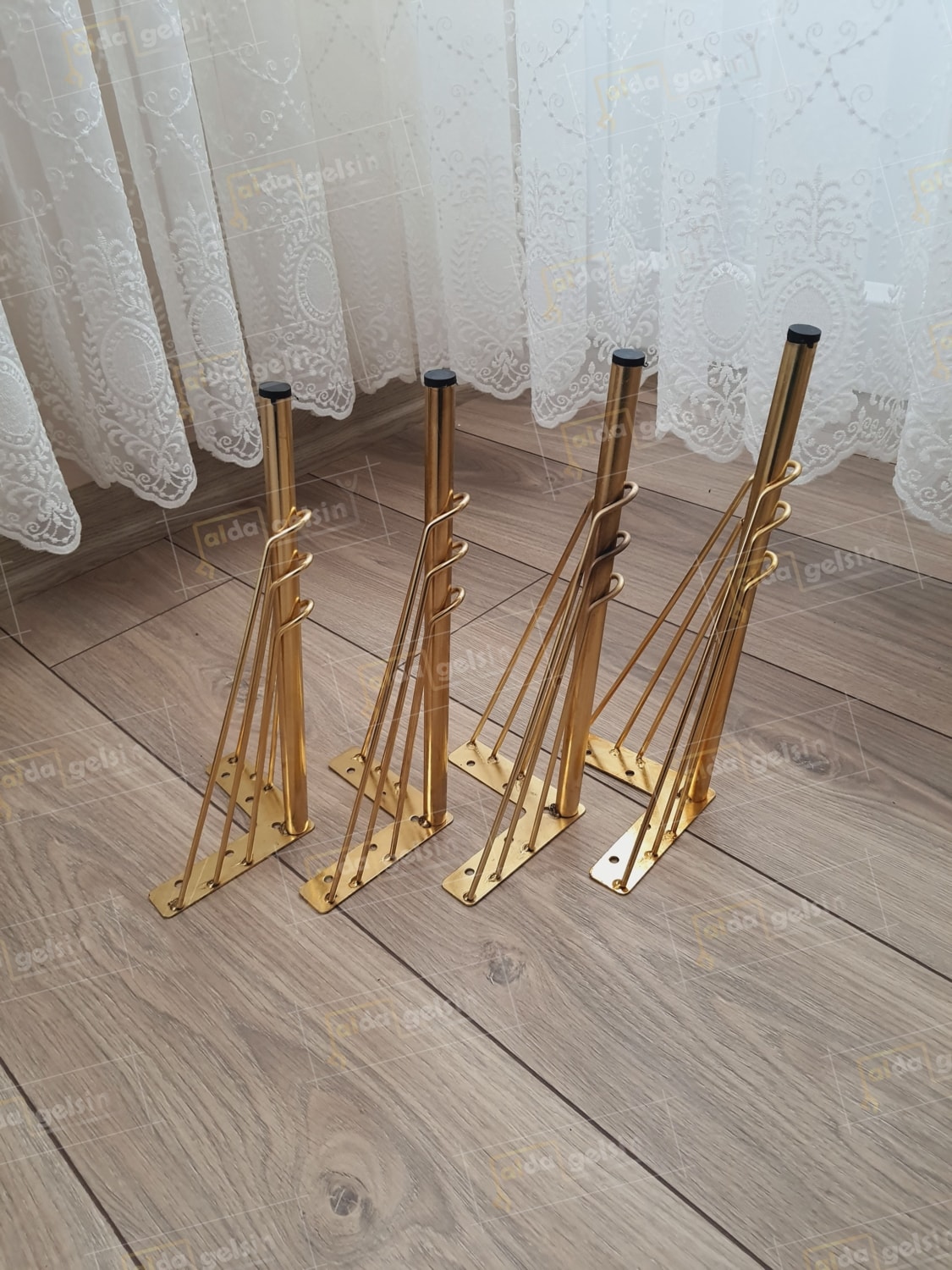 Mobilya Koltuk Sehpa Komidin Puf Bench Metal Telli Ayak 32 cm 4 Adet