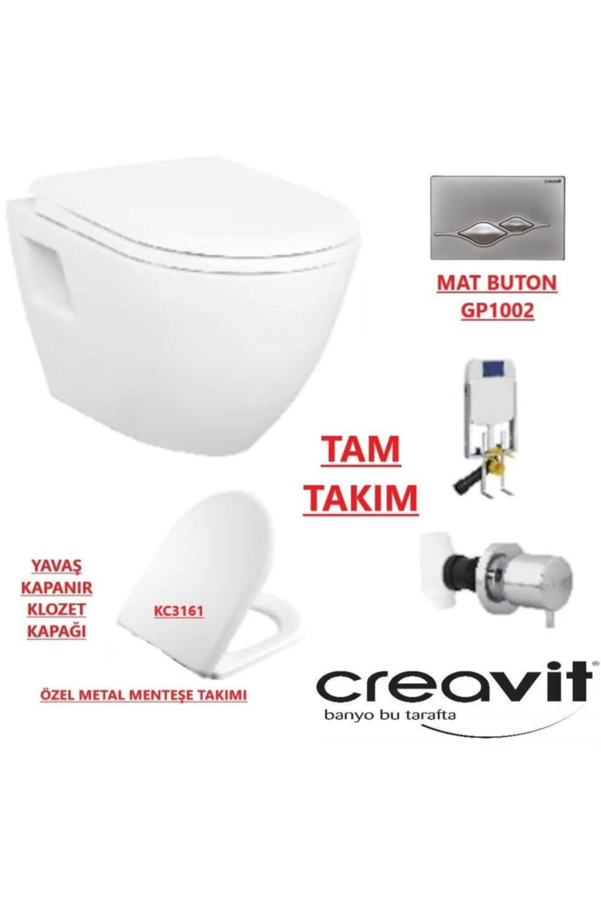 Gr5001-tp325 Gömme Rezervuar Seti 5li Metal Menteşe Hisar Amsortisörlü