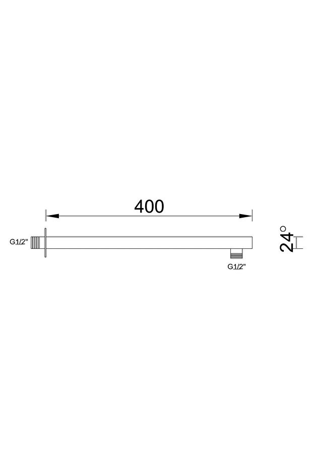 Ankastre Duş Başlığı Borulu Oval Slim Metal Ø20 Cm