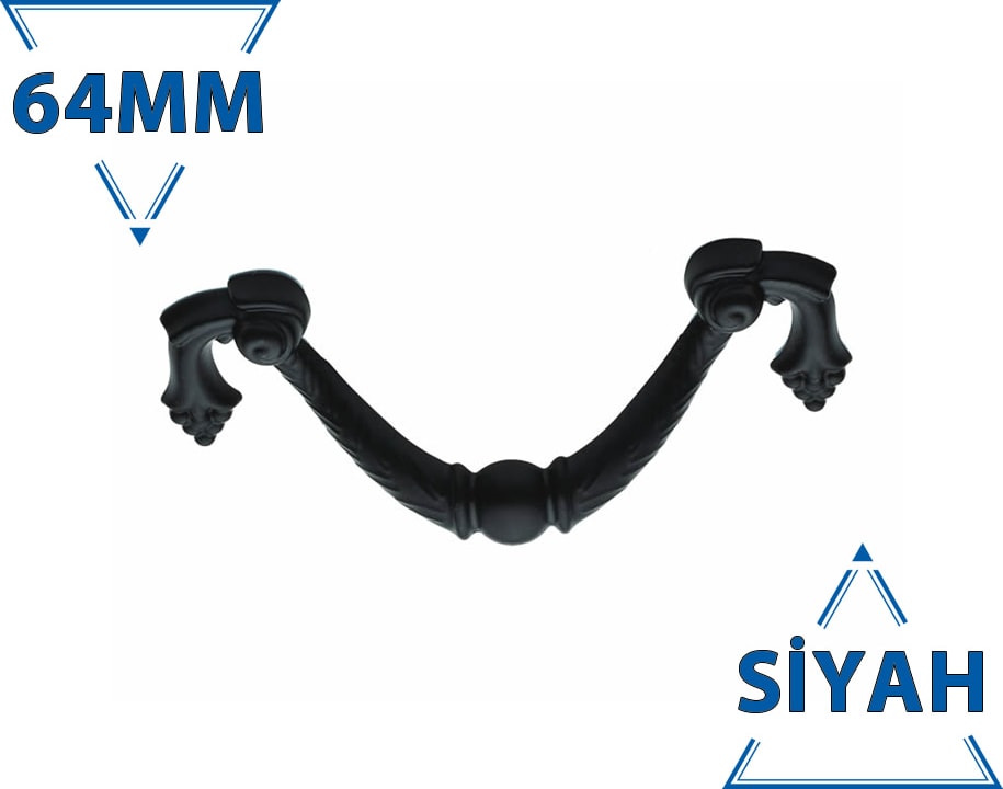 Üzümlü Kulp 4'lü 64mm Siyah