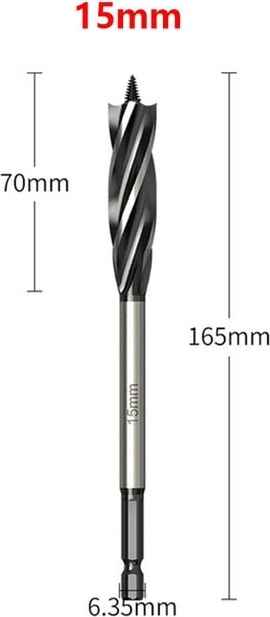 15MM 12-35MM Ağaç Işleme Büküm Matkap Ucu Seti Uzun Dört Yuvalı 6.35MM Shank Karbür Matkap Ucu Delik Testere Kapı Kilidi Ahşap Planya Araçları (Yurt Dışından)